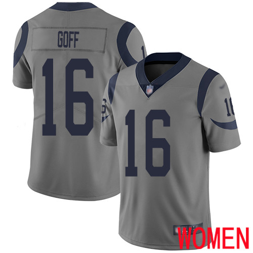 Los Angeles Rams Limited Gray Women Jared Goff Jersey NFL Football #16 100th Season Inverted Legend->youth nfl jersey->Youth Jersey